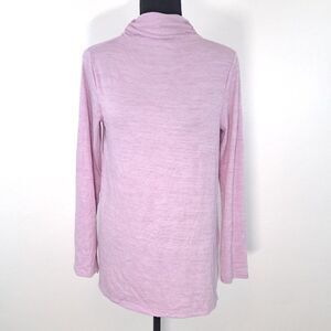 Lands End Long Sleeve Scrunch Mock Neck Marled Lightweight Semi Sheer Top Shirt